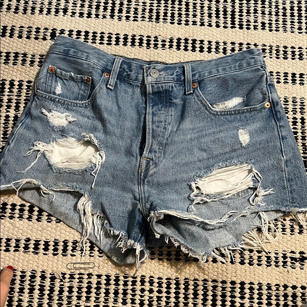 Distressed Denim Shorts Levi